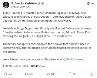 FBI逮捕威斯康星州法官 特朗普时代移民执法行动升级