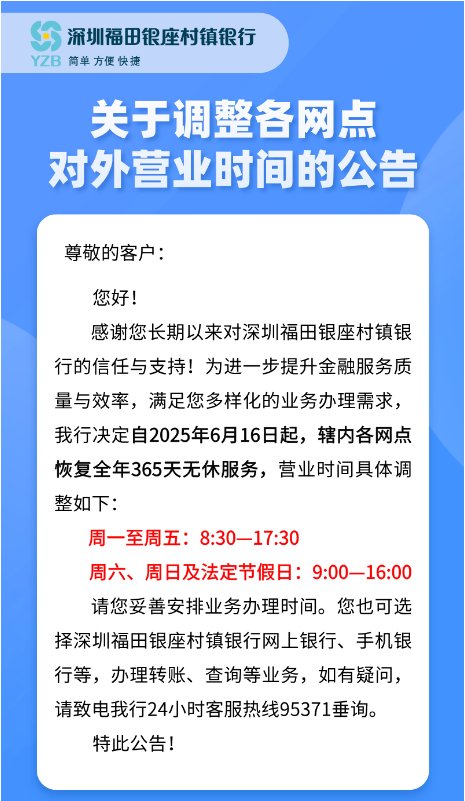 服务“卷”出新高度 有村镇银行开启365“全年无休”模式  第1张