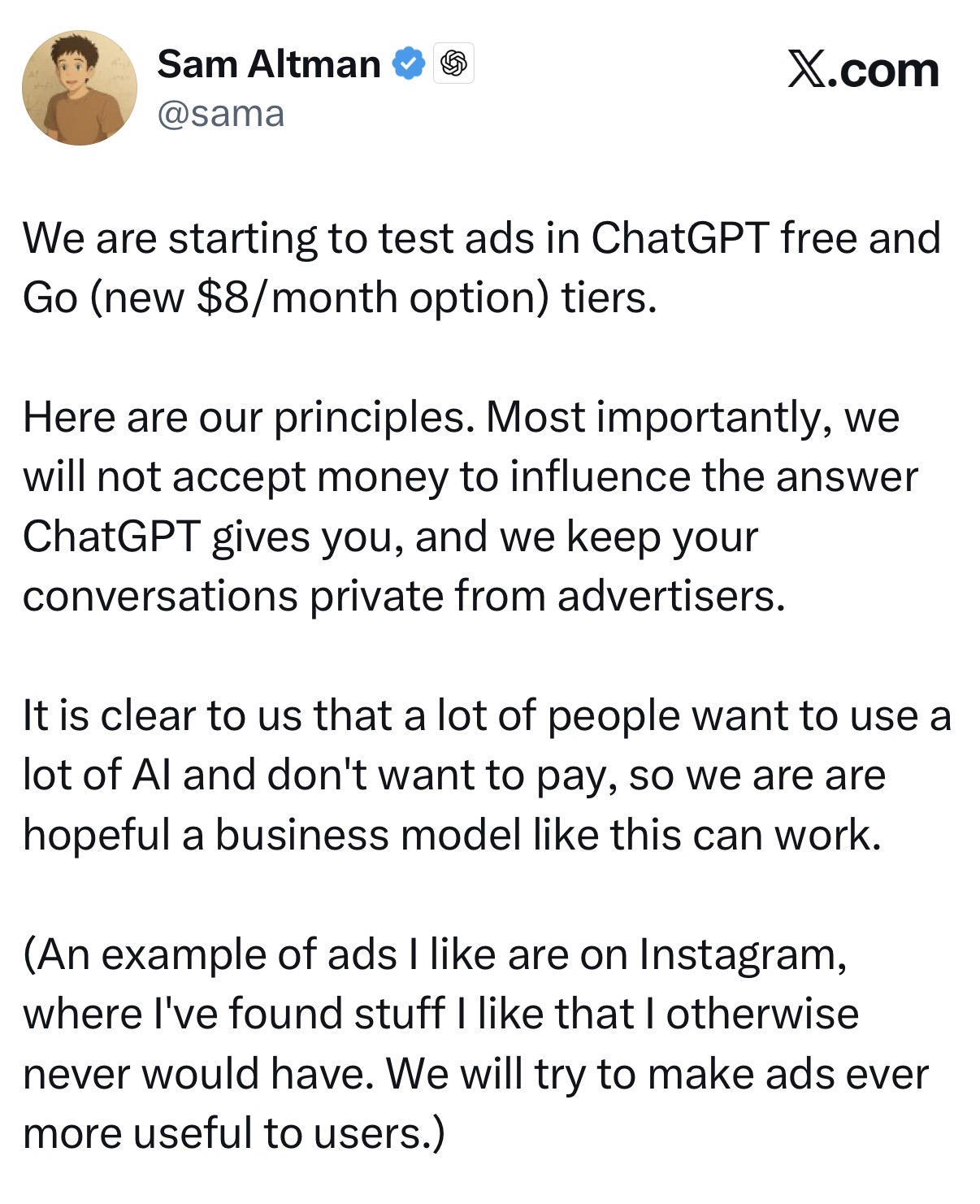 OpenAI等不起了？ChatGPT宣布加广告，用户不买账  第3张